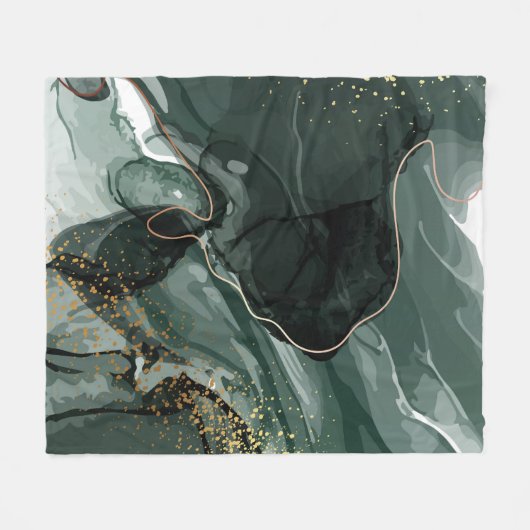 Smaragdgrüne und goldene Marmorplatte, Marmorhinte Fleecedecke (Vorderseite (Horizontal))