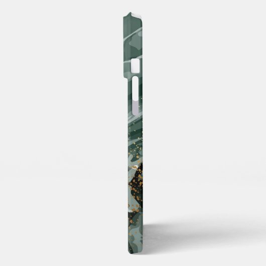 Smaragdgrüne und goldene Marmorplatte, Marmorhinte iPhone Hülle (Linke Seite)