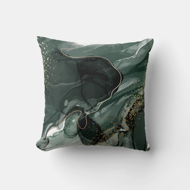 Smaragdgrüne und goldene Marmorplatte, Marmorhinte Kissen (Vorderseite)