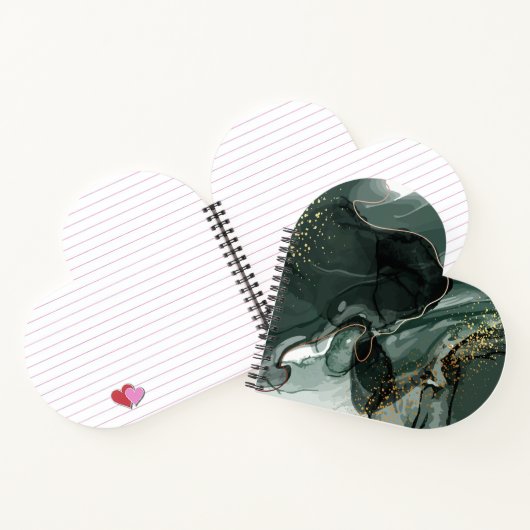 Smaragdgrüne und goldene Marmorplatte, Marmorhinte Notizblock (Innenseite)