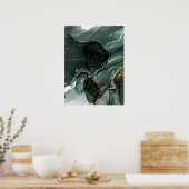 Smaragdgrüne und goldene Marmorplatte, Marmorhinte Poster (Küche)