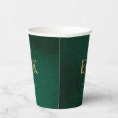 Smaragdgrüne und goldene Monogramm-Hochzeit Pappbecher (Rechts)