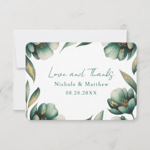 Smaragdgrüne und goldene Rosenhochzeit Dankeskarte