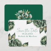 Smaragdgrüne und goldene Rosenhochzeit Save The Date (Vorne/Hinten)
