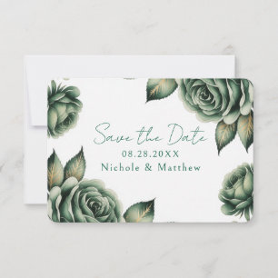 Smaragdgrüne und goldene Rosenhochzeit Save The Date