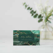 smaragdgrüne und goldene Visitenkarte (Stehend Vorderseite)