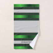 Smaragdgrüne und graue geometrische Streifen Badhandtuch Set (Handtuch)