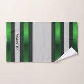 Smaragdgrüne und graue geometrische Streifen Badhandtuch Set (Handtuch)