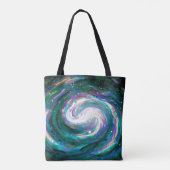 Smaragdgrüne und Lila gestrichene Galaxie Tasche (Rückseite)