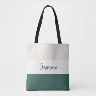 Smaragdgrüne und neutrale Streifen personalisiere Tasche