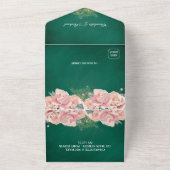Smaragdgrüne und rot-rosa Blumenhochzeit All In One Einladung (Außenbereich)