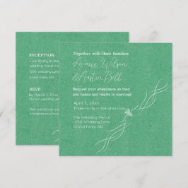 Smaragdgrüne und weiße Minimalistische Hochzeit Einladung