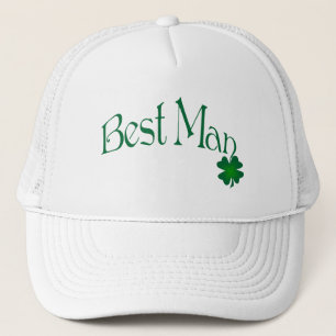 Smaragdgrüne und weiße Shamrock-Trauzeuge-Mütze Truckerkappe