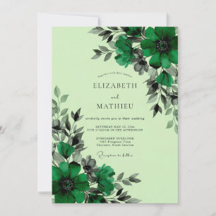 Smaragdgrüne üppige botanische Hochzeit Einladung