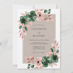 Smaragdgrüne verlockende botanische Hochzeit Einladung