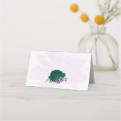 smaragdgrüne violette Blumen botanische Hochzeit Platzkarte (Rückseite)