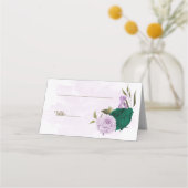 smaragdgrüne violette Blumen botanische Hochzeit Platzkarte (Vorderseite)