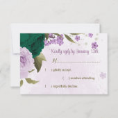 smaragdgrüne violette Blumen botanische Hochzeit RSVP Karte (Vorderseite)