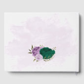 Smaragdgrüne, violette Blumen Hochzeit Gästebuch (Rückseite)
