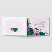 Smaragdgrüne, violette Blumen Hochzeit Gästebuch (Voll)