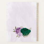 Smaragdgrüne, violette Blumen Hochzeit Planer (Rückseite)