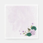 Smaragdgrüne, violette Blumen Hochzeit Serviette (Vorderseite)