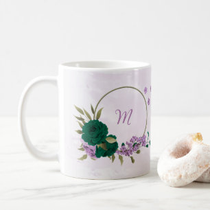 Smaragdgrüne violette Blumen Kaffeetasse