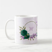 Smaragdgrüne violette Blumen Kaffeetasse (Links)