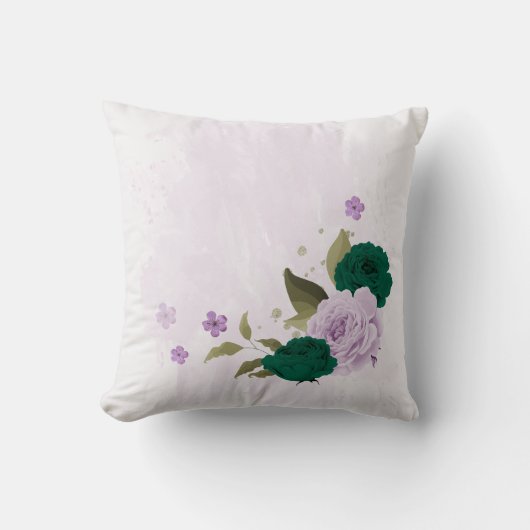 Smaragdgrüne violette Blumen Kissen (Vorderseite)