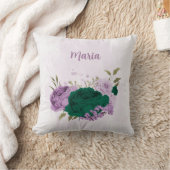Smaragdgrüne violette Blumen Kissen (Decke)