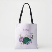 Smaragdgrüne violette Blumen Tasche (Vorderseite)