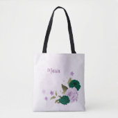 Smaragdgrüne violette Blumen Tasche (Vorderseite)