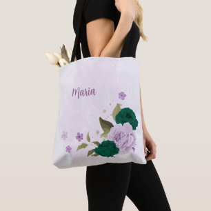 Smaragdgrüne violette Blumen Tasche