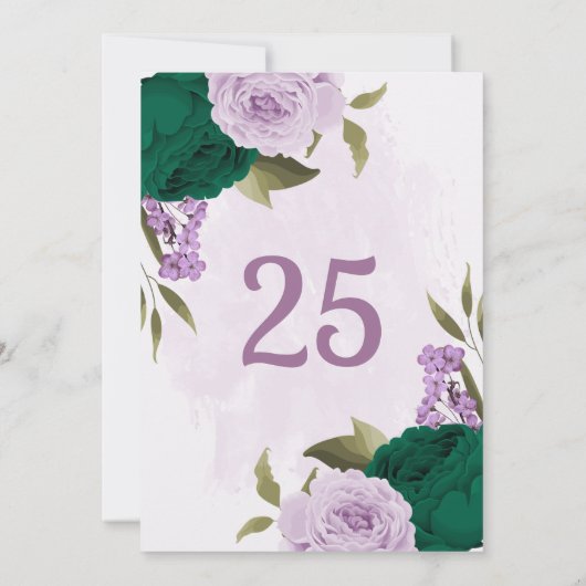 smaragdgrüne violette Tischnummer (Rückseite)