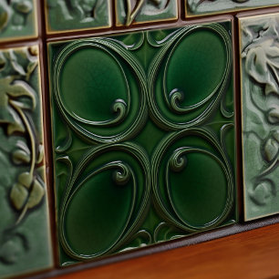 Smaragdgrüne Wanddekoration Art Nouveau Keramik Fliese