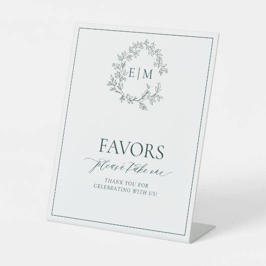 Smaragdgrüne Wappen-Monogramm-Favoriten Sockelschild (Vorderseite)