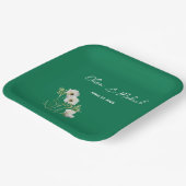 Smaragdgrüne Weiße Blume Hochzeitspapier-Teller Pappteller (Gewinkelt)