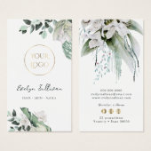 smaragdgrüne weiße Blume Logo Visitenkarte (Vorne & Hinten)