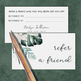 smaragdgrüne, weiße Blume Referenzkarte