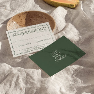 Smaragdgrüne Zweige Boho Old Money Hochzeit RSVP Karte