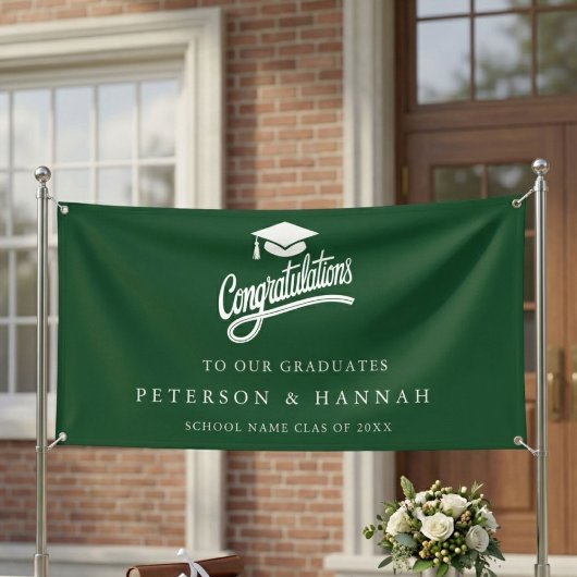 Smaragdgrüne Zwillinge-Abschlussgratulation Banner