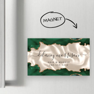 Smaragdgrüner Achat-Gold-Glitter-Elfenbein-Luxus Magnetische Visitenkarte