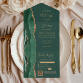 Smaragdgrüner Achat Gold QR Code Hochzeit All In One Einladung