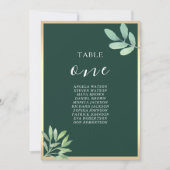 Smaragdgrüner Botanischer Hochzeitssitzplan (Vorderseite)
