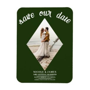 Smaragdgrüner Diamant Foto Hochzeit Save the Date Magnet