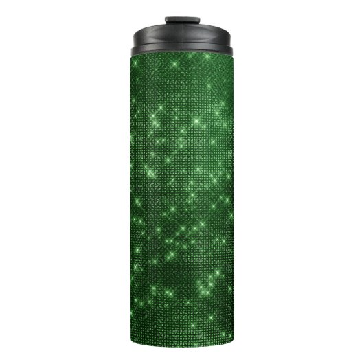 Smaragdgrüner Diamant-Sequin Thermosbecher (Vorderseite)