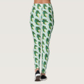 Smaragdgrüner Drachenporträtkopf Fantasy Leggings (Rückseite)