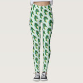 Smaragdgrüner Drachenporträtkopf Fantasy Leggings (Vorderseite)