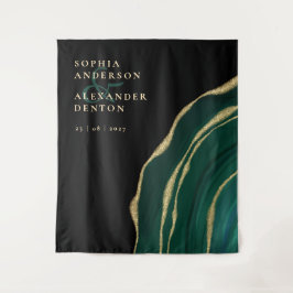 Smaragdgrüner Edelstein Schwarze Hochzeit Wandteppich