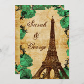 Smaragdgrüner eiffelturm Paris Hochzeit einladen Einladung (Vorne/Hinten)